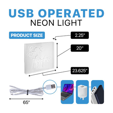 Better Together Contemporary Glam Acrylic Box USB Operated LED Neon Light - JONATHAN Y